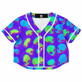 Purple Alien Vapor Glitch Cropped Ravewear Baseball Jersey | EDM Festival Fashion | BigTexFunkadelic