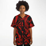 Red and Black Slime Oil Spill Unisex Baseball Jersey | EDM Festival Fashion Ravewear | BigTexFunkadelic