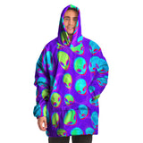 Purple Alien Vapor Glitch Sherpa Lined Oversized Hoodie Blanket | BigTexFunkadelic
