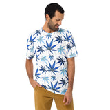 Blue and White 420 All Over Weed Print T-Shirt | BigTexFunkadelic