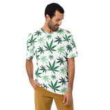 Green and White 420 All Over Weed Print T-Shirt | BigTexFunkadelic