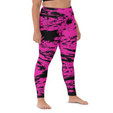 Pink and Black Rave Glitch Splatter High-Waisted Yoga Leggings | Women's Athleticwear | BigTexFunkadelic