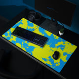 Yellow and Blue Paint Splatter Gaming Mouse Pad | 36" x 18" | PC Gaming Setup | BigTexFunkadelic