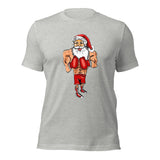Boxing Santa Short-Sleeve Unisex Christmas T-Shirt | Athletic Heather Light Gray  | BigTexFunkadelic