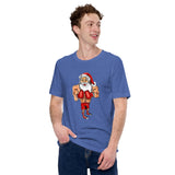 Boxing Santa Short-Sleeve Unisex Christmas T-Shirt | Heather True Royal Blue | BigTexFunkadelic