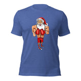 Boxing Santa Short-Sleeve Unisex Christmas T-Shirt | Heather True Royal Blue | BigTexFunkadelic