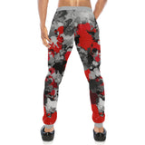 Red and Grey Paint Splatter All Over Print Light-Weight Men's Jogger Sweatpants (Non Fleece Lined) | BigTexFunkadelic