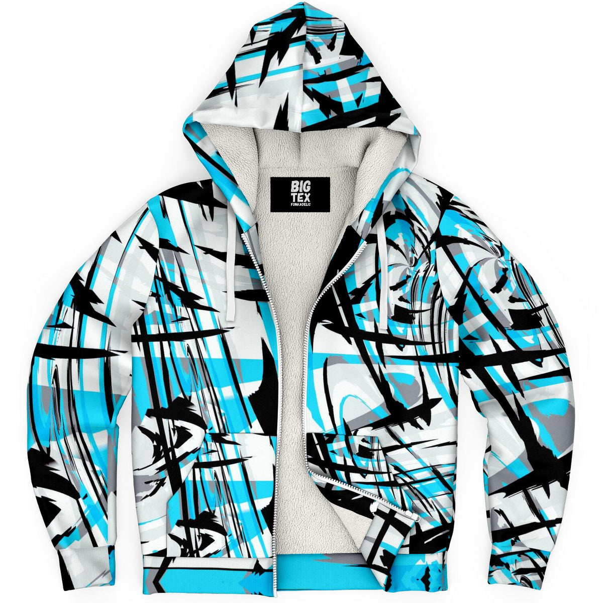 Blue Graffiti Mix Sherpa Hoodie – BigTexFunkadelic