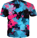 Pink and Blue Paint Splatter T-Shirt | BigTexFunkadelic