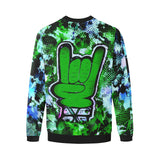 Rock On Alternative Green Men's Big & Tall Oversized Fleece Crewneck Sweatshirt | BigTexFunkadelic