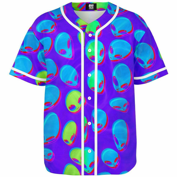 Purple Alien Vapor Glitch Baseball Jersey | Unisex EDM Festival Rave Clothing | BigTexFunkadelic