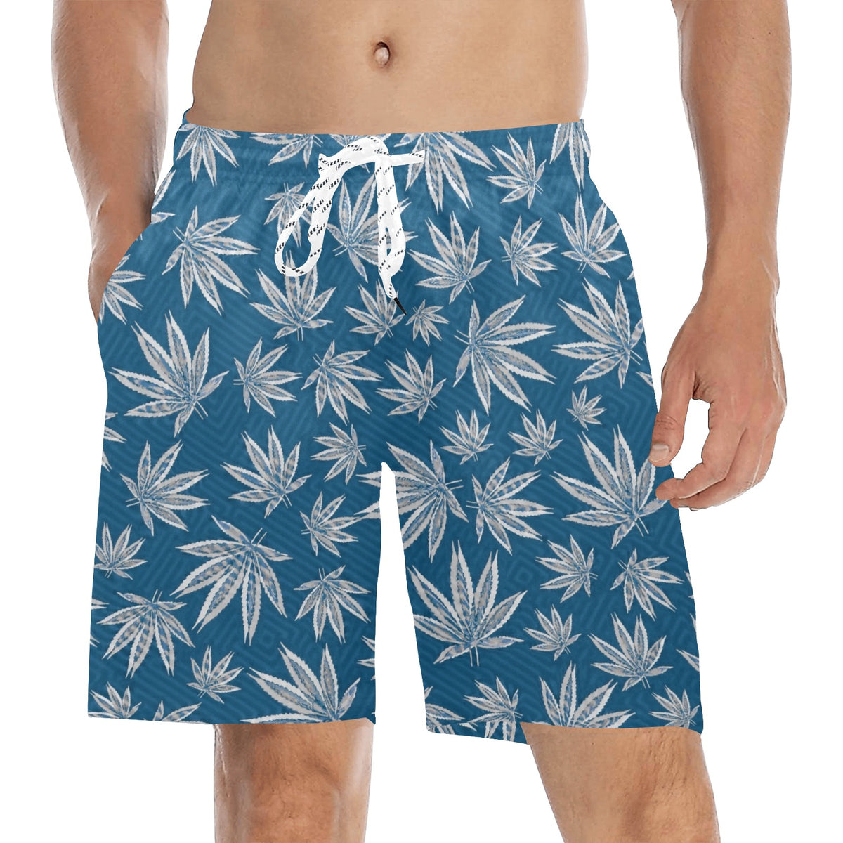 Hawaiian Style Blue and Grey Weed Swim Shorts – BigTexFunkadelic