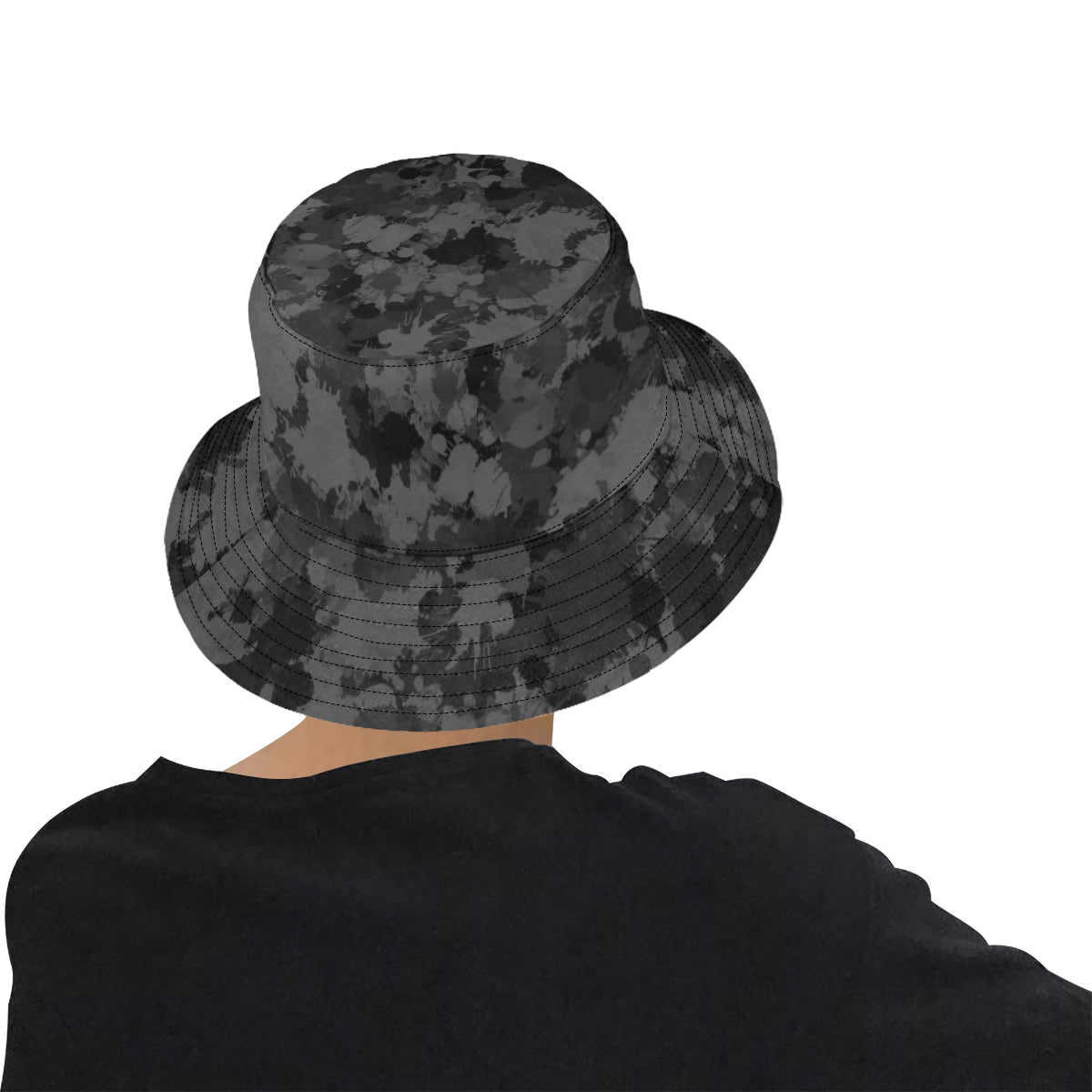 Grey and Black Paint Splatter Bucket Hat