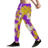 Purple Gold and White Paint Splatter Men's Big & Tall All Over Print Jogger Sweatpants | BigTexFunkadelic