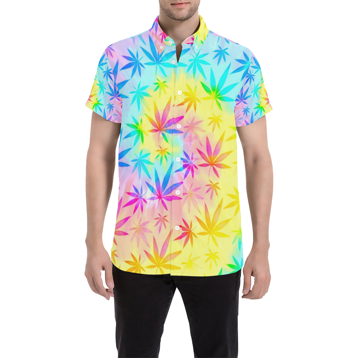 OUKS Short-Sleeve Multicolor Tie Dye Crazy Tee