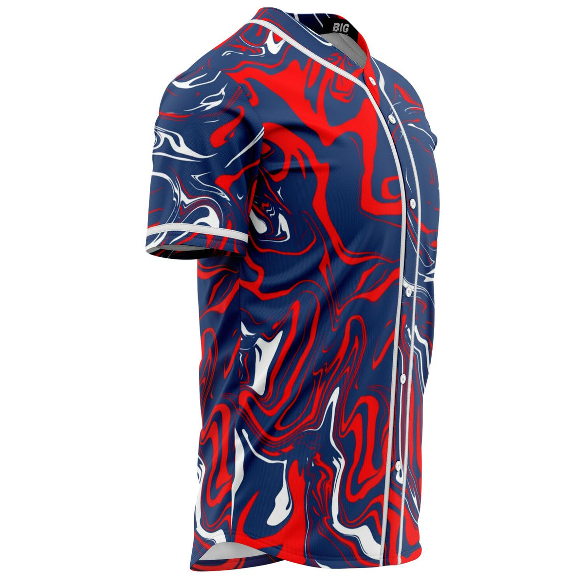 Red White and Blue Patriotic Oil Slick Baseball Jersey S