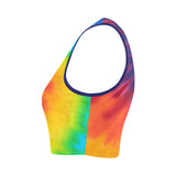 Rainbow Tie-Dye Cat Fitted Crop Top | BigTexFunkadelic