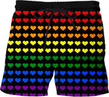 Gay Pride Rainbow Heart Swim Shorts | LGBTQ+ Pride | BigTexFunkadelic