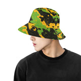 Green and Orange Rave Camo Bucket Hat | BigTexFunkadelic