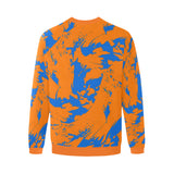 Blue and Orange Paint Splatter Graffiti Men's Big & Tall Oversized Fleece Crewneck Sweatshirt | BigTexFunkadelic