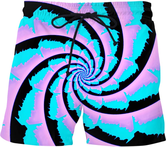 Psychedelic Cotton Candy Fractal Swim Shorts - BigTexFunkadelic