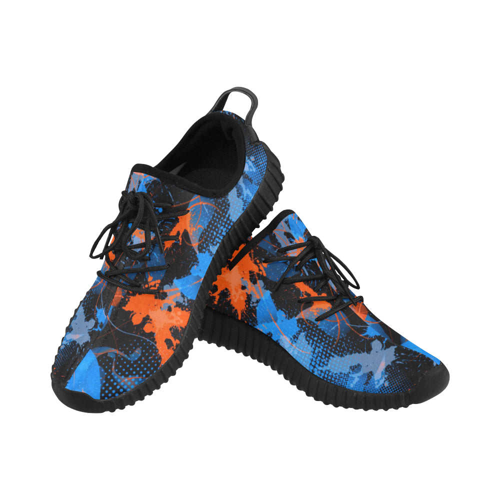 Blue and Orange Paint Splatter Abstract Men's Breathable Woven