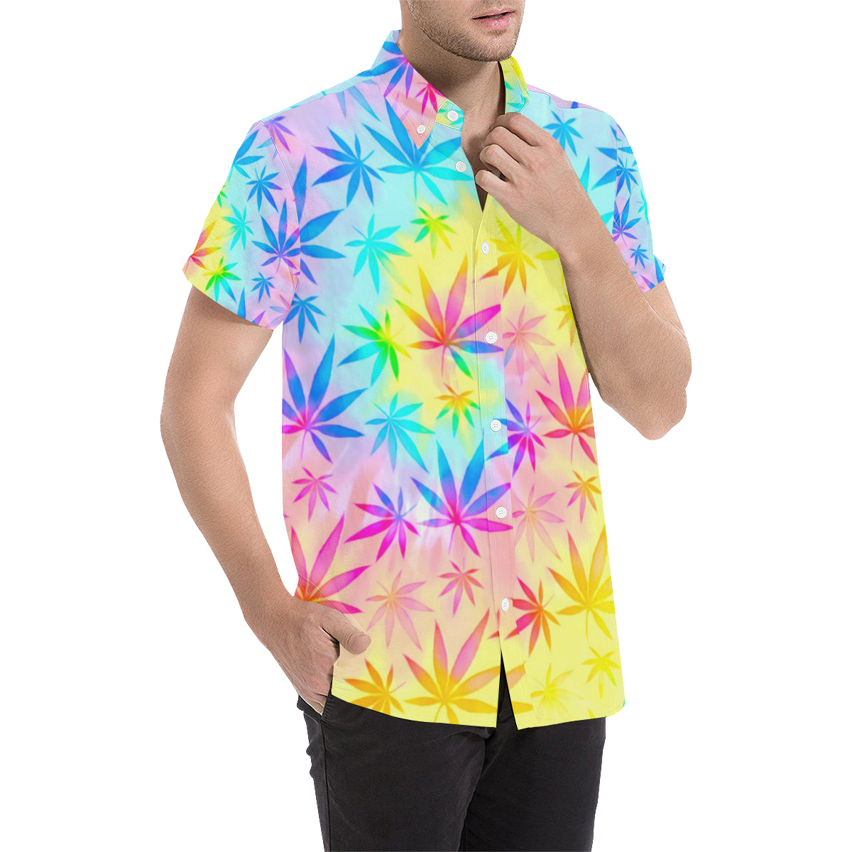 OUKS Short-Sleeve Multicolor Tie Dye Crazy Tee