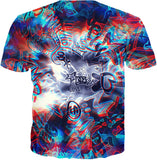 Life’s A Mixtape Trippy Red and Blue All Over Print Graffiti T-Shirt