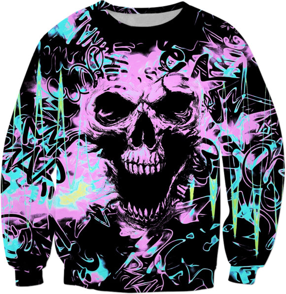 Alternative Skull Graffiti Sweatshirt | BigTexFunkadelic