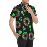 Alien Space Donut Button Down Short Sleeve Shirt | BigTexFunkadelic