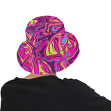 Magenta Summer Pop Psychedelic Abstract Melt Bucket Hat | BigTexFunkadelic