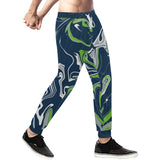 Blue Green Grey and White Oil Slick Men's Big & Tall All Over Print Jogger Sweatpants | BigTexFunkadelic
