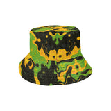 Green and Orange Rave Camo Bucket Hat | BigTexFunkadelic