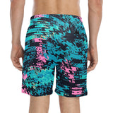 Teal Blue and Pink Bubble Gum Slime Rave Drip Swim Shorts | BigTexFunkadelic