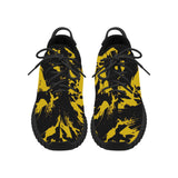 Black and Yellow Paint Splatter Men's Breathable Woven Running Shoes | BigTexFunkadelic