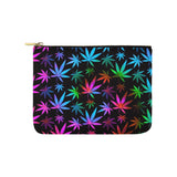 Black Rainbow Weed Print Canvas 8''x 6'' Carry-All Zipper Pouch | BigTexFunkadelic