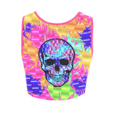 Color Pop Chrome Skull Fitted Crop Top | BigTexFunkadelic