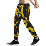 Black and Yellow Paint Splatter Men's Big & Tall All Over Print Jogger Sweatpants | BigTexFunkadelic