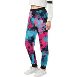 Pink and Blue Paint Splatter All Over Print Women's Jogger Sweatpants | BigTexFunkadelic