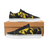 Black and Yellow Paint Splatter Graffiti Men's Low Top Skateboarding Shoes | BigTexFunkadelic