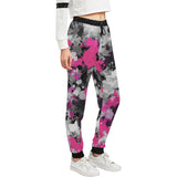 Pink and Grey Paint Splatter Women's All Over Print Jogger Sweatpants | BigTexFunkadelic