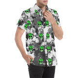 Alien Paint Splatter Short Sleeve Button Up Shirt | BigTexFunkadelic