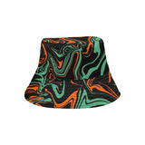 Orange, Black and Jade Green Psychedelic Camo Melt Bucket Hat | BigTexFunkadelic