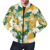 Green Yellow and White Paint Splatter Big & Tall Bomber Jacket | BigTexFunkadelic