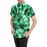 Green Tie-Dye Short Sleeve Button Up Shirt | BigTexFunkadelic