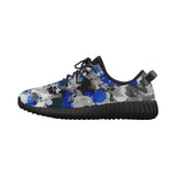 Blue and Grey Paint Splatter Graffiti Men's Breathable Woven Running Shoes | BigTexFunkadelic