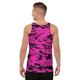 Pink and Black Rave Glitch Splatter Unisex Tank Top | BigTexFunkadelic
