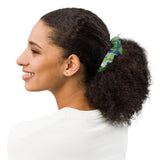 Blue Green and Grey Paint Splatter Hair Scrunchie | BigTexFunkadelic