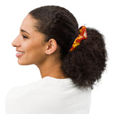 Red and Gold Paint Splatter Hair Scrunchie | BigTexFunkadelic