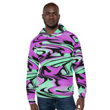 Lavender Mint (Purple and Green) Rave Glitch Unisex Fleece-Lined Pullover Hoodie | BigTexFunkadelic